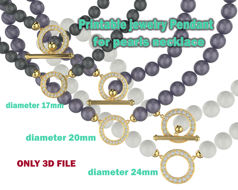 Printable jewelry pendant for necklace whith pearl STL 3D Model .c4d .max .obj .3ds .fbx .stl .blend