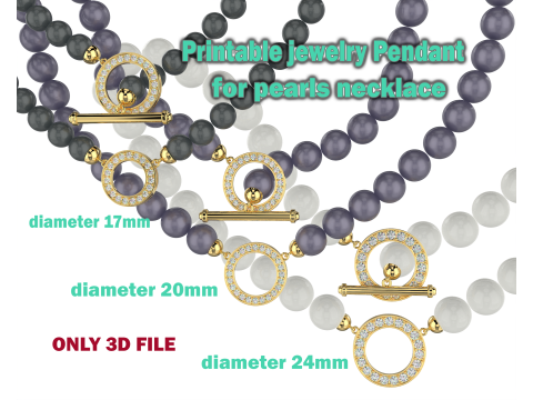 Printable jewelry pendant for necklace whith pearl STL Modelo 3D