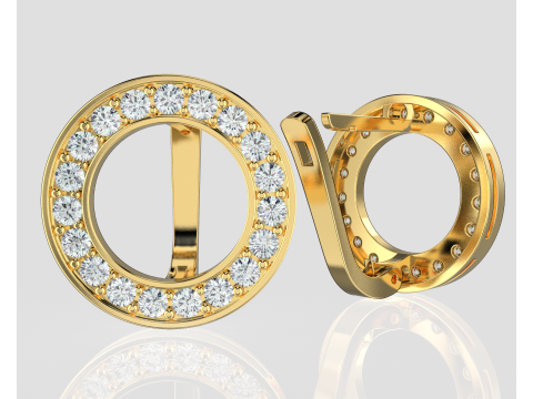 Printable jewelry earring circle 17mm with diamonds 2mm - file STL Modello 3D
