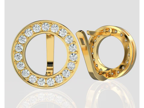 Printable jewelry earring circle 17mm with diamonds 2mm - file STL 3D Model