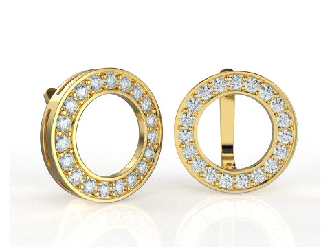Printable jewelry earring circle 17mm with diamonds 2mm - file STL Modello 3D
