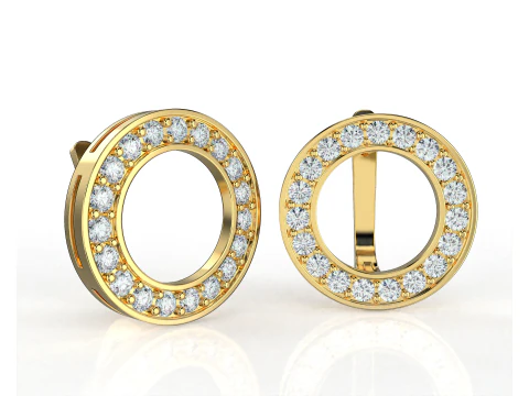 Printable jewelry earring circle 17mm with diamonds 2mm - file STL 3D Model