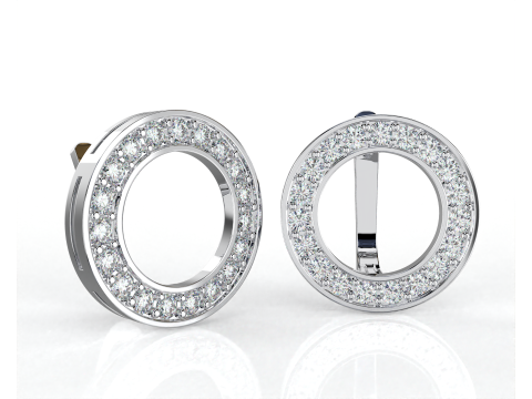 Printable jewelry earring circle 17mm with diamonds 2mm - file STL Modello 3D