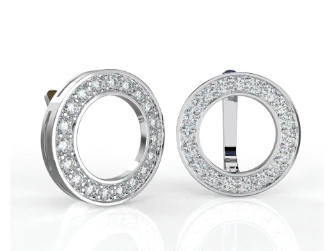 Printable jewelry earring circle 17mm with diamonds 2mm - file STL 3D Model