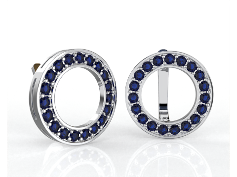 Printable jewelry earring circle 17mm with diamonds 2mm - file STL Modello 3D