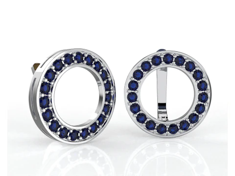 Printable jewelry earring circle 17mm with diamonds 2mm - file STL 3D Model