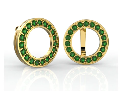 Printable jewelry earring circle 17mm with diamonds 2mm - file STL 3D Model