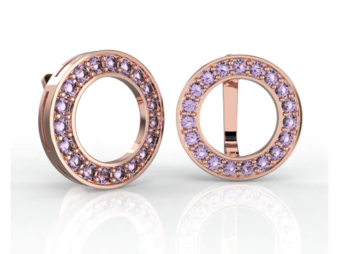Printable jewelry earring circle 17mm with diamonds 2mm - file STL 3D Model
