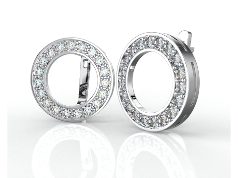 Printable jewelry earring circle 17mm with diamonds 2mm - file STL Modello 3D