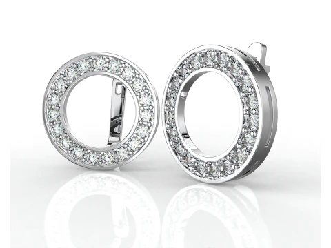 Printable jewelry earring circle 17mm with diamonds 2mm - file STL 3D Model