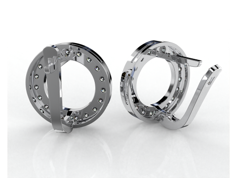 Printable jewelry earring circle 17mm with diamonds 2mm - file STL Modello 3D