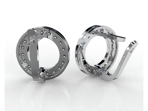 Printable jewelry earring circle 17mm with diamonds 2mm - file STL 3D Model