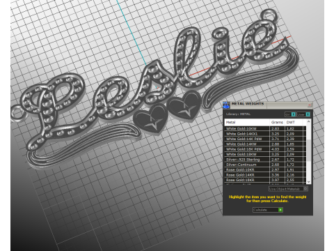 Printable jewelry NAME pendant necklace Leslie STL 3D मॉडल