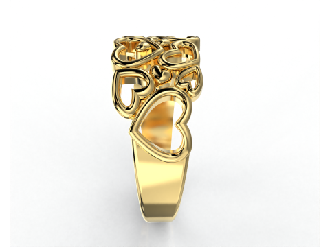 Printable ring - many hearts - much love - STL for 3d printing 5-10 sizes 3D मॉडल