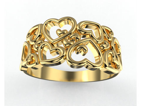 Printable ring - many hearts - much love - STL for 3d printing 5-10 sizes 3D मॉडल