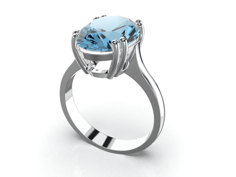 Printable Engagement SOLITAIRE Ring with oval 14x10mm STL 3D Model