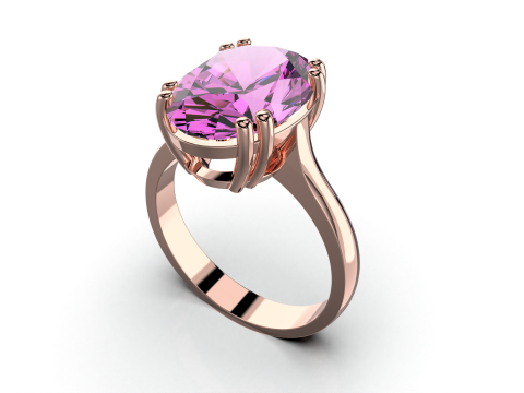 Printable Engagement SOLITAIRE Ring with oval 14x10mm STL 3D Model