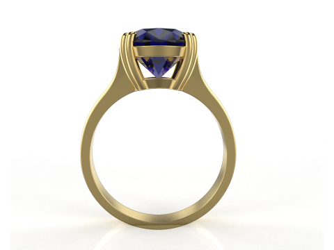 Printable Engagement SOLITAIRE Ring with oval 14x10mm STL 3D Model