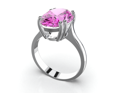 Printable Engagement SOLITAIRE Ring with oval 14x10mm STL 3D Model