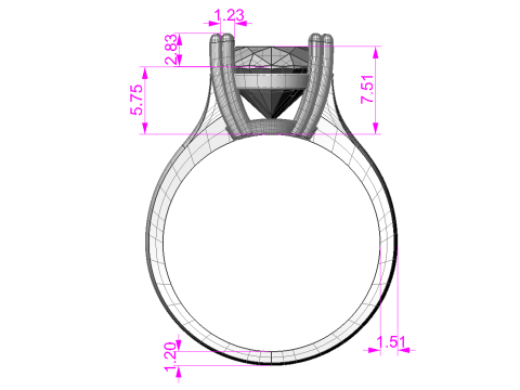 Printable Engagement SOLITAIRE Ring with oval 14x10mm STL 3D Model