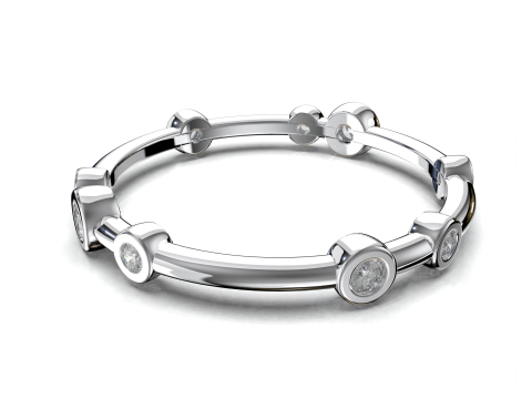 Printable wedding band ring diamonds 01ct STL 3d cad file 3D Модель