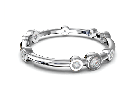 Printable wedding band ring diamonds 01ct STL 3d cad file 3D Модель