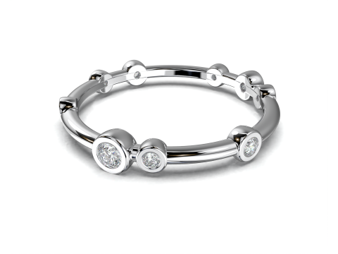 Printable wedding band ring diamonds 01ct STL 3d cad file 3D Модель