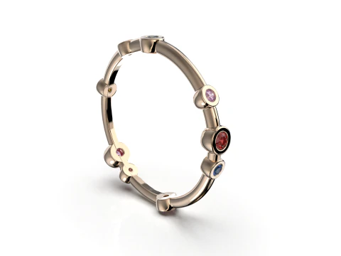 Printable wedding band ring diamonds 01ct STL 3d cad file 3D Model