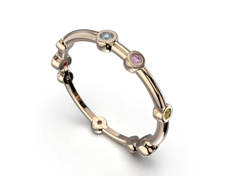 Printable wedding band ring diamonds 01ct STL 3d cad file 3D Model