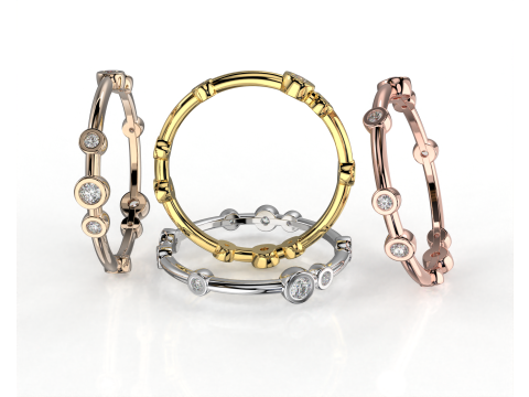 Printable wedding band ring diamonds 01ct STL 3d cad file 3D Модель