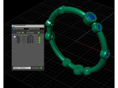 Printable wedding band ring diamonds 01ct STL 3d cad file 3D Model
