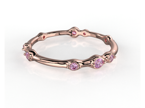 Printable wedding band ring smoothed and diamonds 017ct STL 3d cad file Modello 3D