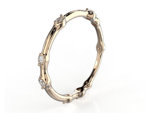 Printable wedding band ring smoothed and diamonds 017ct STL 3d cad file Modello 3D