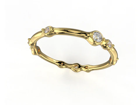Printable wedding band ring smoothed and diamonds 017ct STL 3d cad file 3D Model