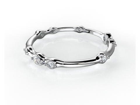 Printable wedding band ring smoothed and diamonds 017ct STL 3d cad file Modello 3D