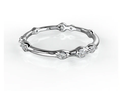 Printable wedding band ring smoothed and diamonds 017ct STL 3d cad file 3D Model