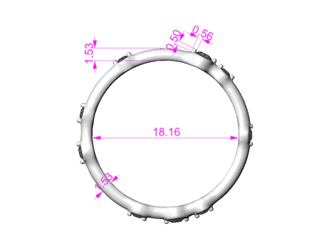 Printable wedding band ring smoothed and diamonds 017ct STL 3d cad file 3D Model