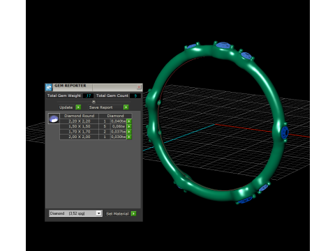 Printable wedding band ring smoothed and diamonds 017ct STL 3d cad file Modello 3D