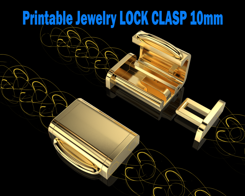 Printable Jewelry lock clasp width 10mm STL ready to Print 3D Model .c4d .max .obj .3ds .fbx .stl .blend