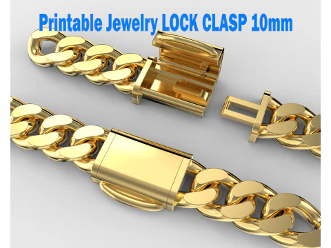 Printable Jewelry lock clasp width 10mm STL ready to Print 3D Model