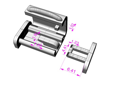 Printable Jewelry lock clasp width 10mm STL ready to Print Modelo 3D