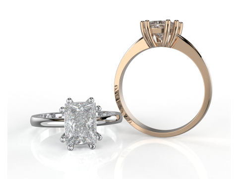 Printable Engagement SOLITAIRE Ring with stone princess shape 8x6mm STL 3D Model