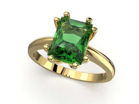 Printable Engagement SOLITAIRE Ring with stone princess shape 8x6mm STL 3D Model