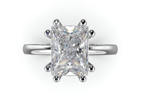 Printable Engagement SOLITAIRE Ring with stone princess shape 8x6mm STL 3D Model