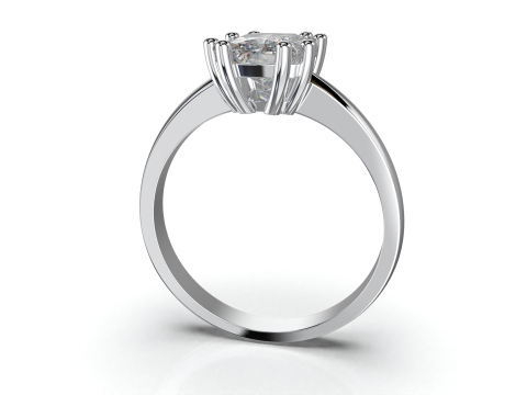 Printable Engagement SOLITAIRE Ring with stone princess shape 8x6mm STL 3D Model