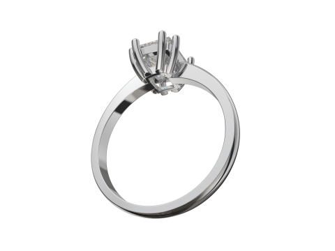 Printable Engagement SOLITAIRE Ring with stone princess shape 8x6mm STL 3D Model