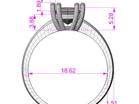 Printable Engagement SOLITAIRE Ring with stone princess shape 8x6mm STL 3D Model
