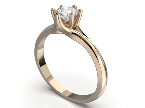 Printable Engagement SOLITAIRE Ring with stone 5mm 04ct STL 3D Model
