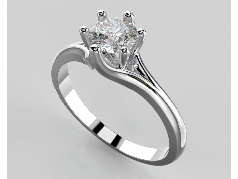 Printable Engagement SOLITAIRE Ring with stone 5mm 04ct STL Model 3D
