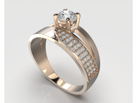 Printable jewelry ring with stone 5mm 05ct- STL ready to print 3D Model
